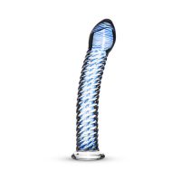 Glazen G-Spot/Prostaatdildo Met Ribbels - Blauw